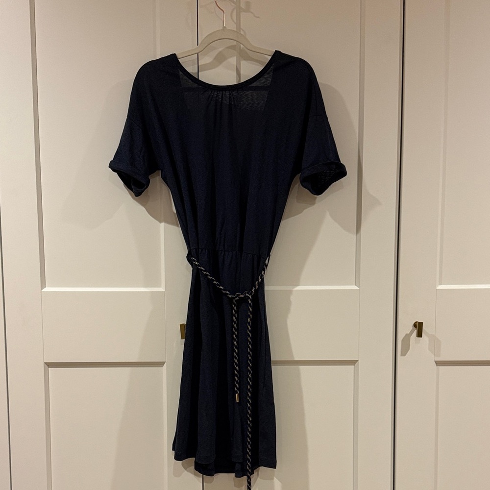 Elegant Navy Midi Dress with Belt